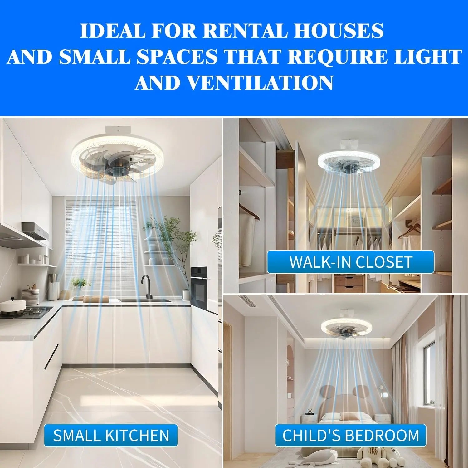Ventilateur Plafonnier LED avec Télécommande E27 – 4 Vitesses, 360° | Cuisine & Maison