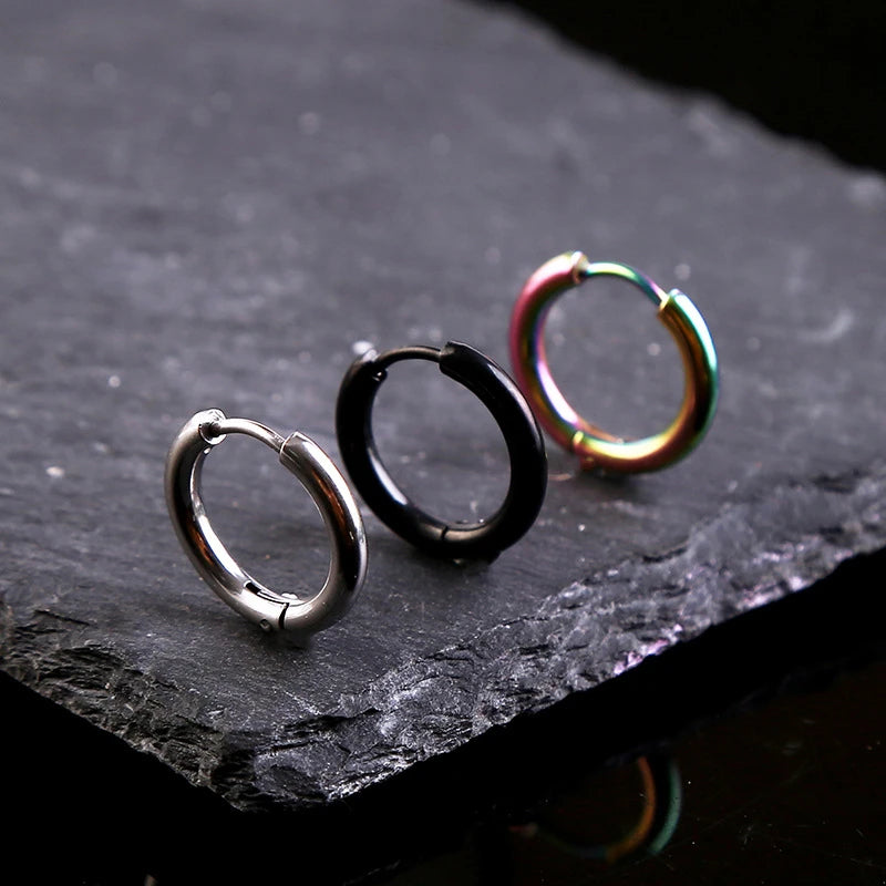 8-20mm Simple Stainless Steel Small Hoop Earrings for Women Men Minimal Gold Silver Black Color Huggie Hoops Jewelry Accessories