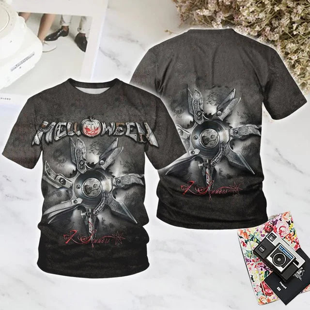 Classic Rock Helloween T-shirts Male 3D Print Men Women Hip Hop Trend Short Sleeve TShirt Street Loose Casual Oversized Y2k Tops