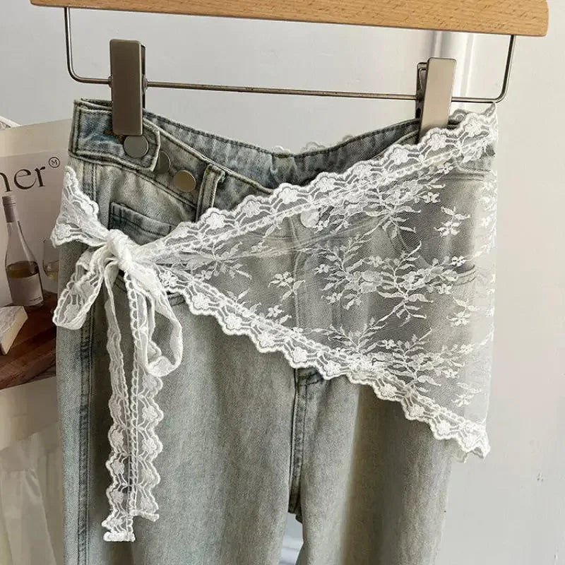 Triangle Short Skirt Half Skirt Butt Curtain Skirt Lace Trim Small Apron Knitting Lace Stacked Ins Korean Headscarf Accessories