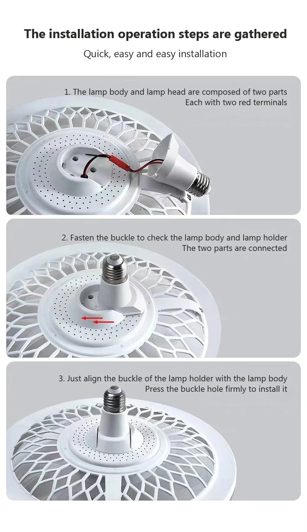 Ventilateur Plafonnier LED avec Télécommande E27 – 4 Vitesses, 360° | Cuisine & Maison