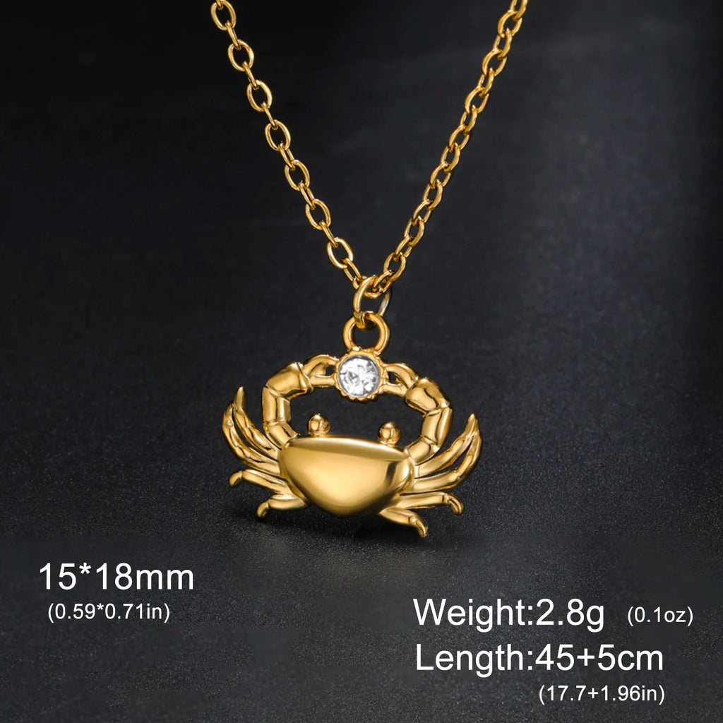 Unift Boho Ocean Style Sea Crab Necklace for Women Stainless Steel Gold Color Aesthetic Fashion Beach Summer Jewelry Gift New