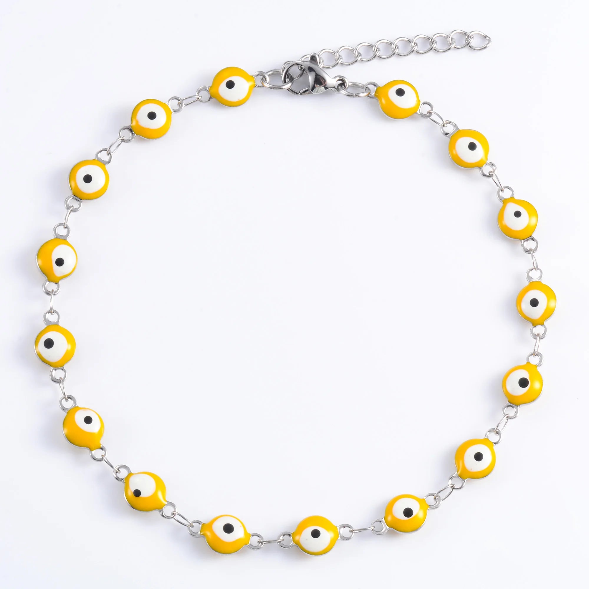 6mm Wide Egg Evil Turkey Eye Chain Stainless Steel Bracelet for Women Girl Ankle Anklet Summer Jewelry Accessories for Hand Foot