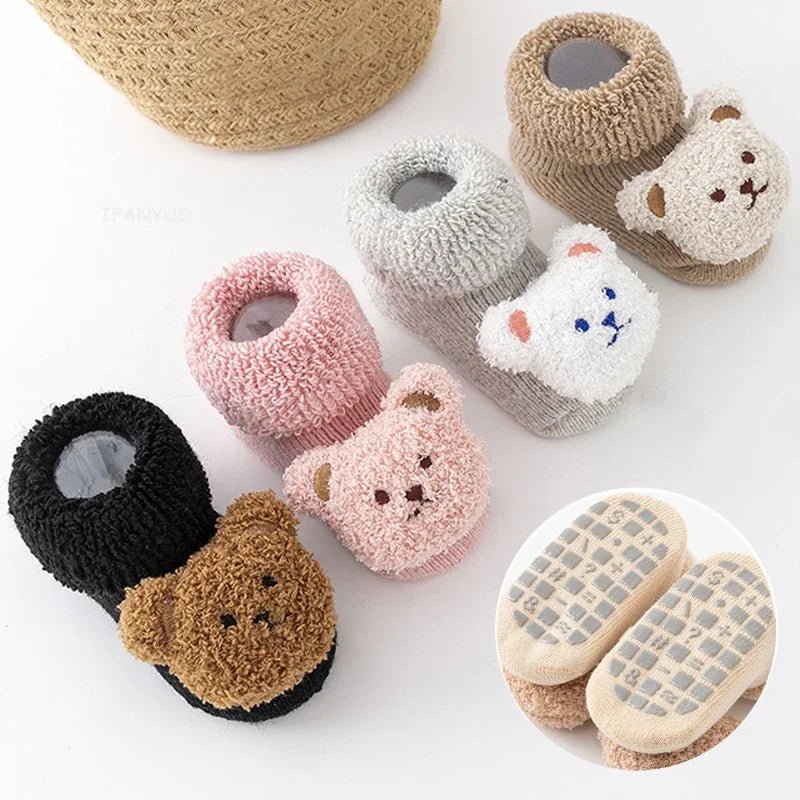 Winter Thicken Wool Newborn Baby Socks Warm Plush Loop Cotton Boy Girl Kid Toddler Socken Cartoon Animal Children Floor Stocking
