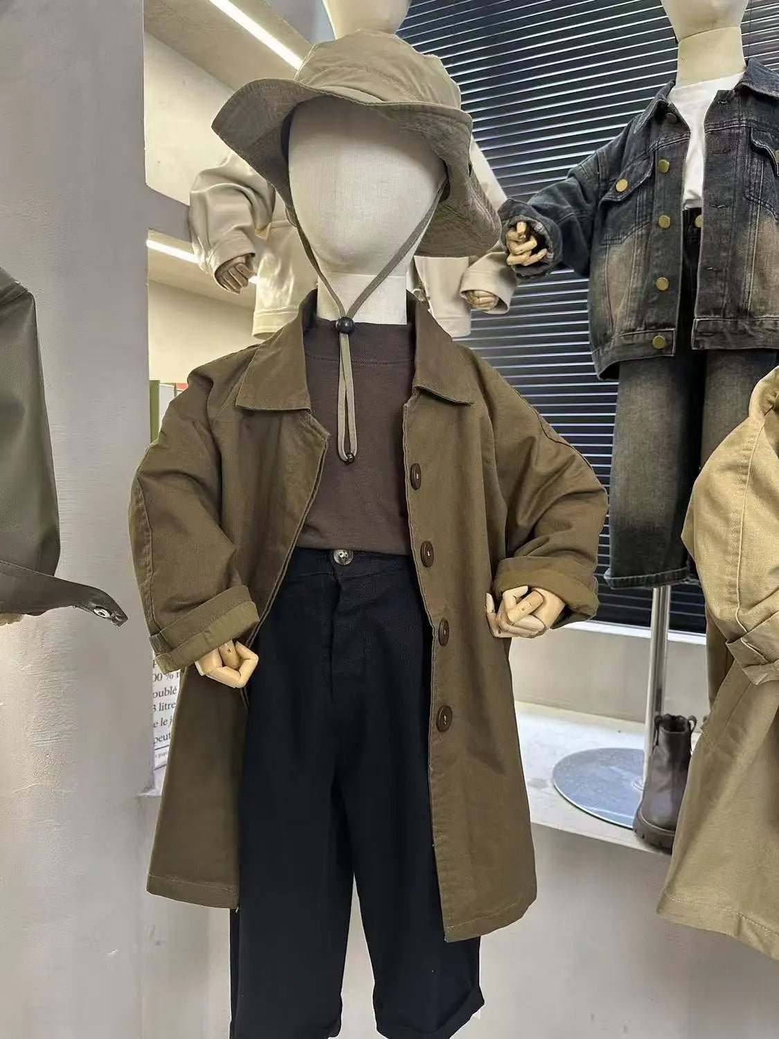 Spring Fall New Boys Girls Solid Color Casual Trench Coat Children Fashion Mid-Length Windbreaker Kids Single Breasted Clothes