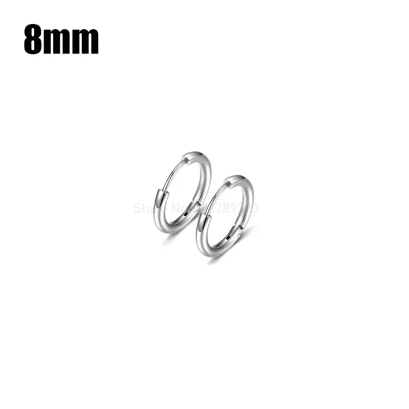 8-20mm Simple Stainless Steel Small Hoop Earrings for Women Men Minimal Gold Silver Black Color Huggie Hoops Jewelry Accessories