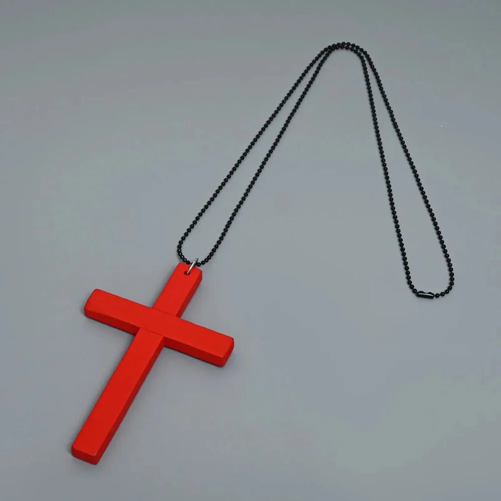 Collier Pendentif Croix en Bois Gothique & Punk – Style Y2K Vintage | Femme & Homme