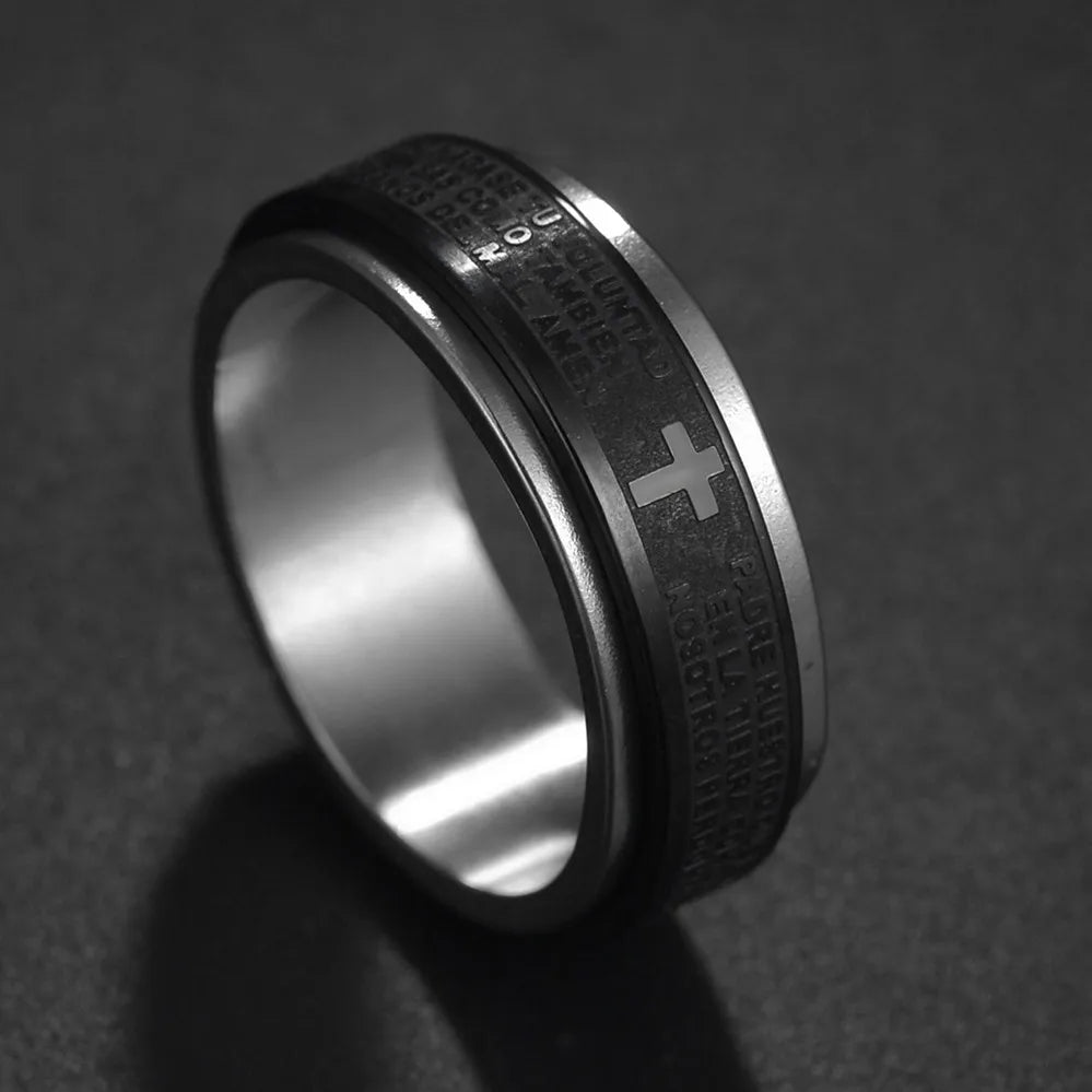 New Arrival Titanium Steel Jesus Cross Rings For Women Men Letter Bible Prayer Finger Christian Jewelry Wholesale