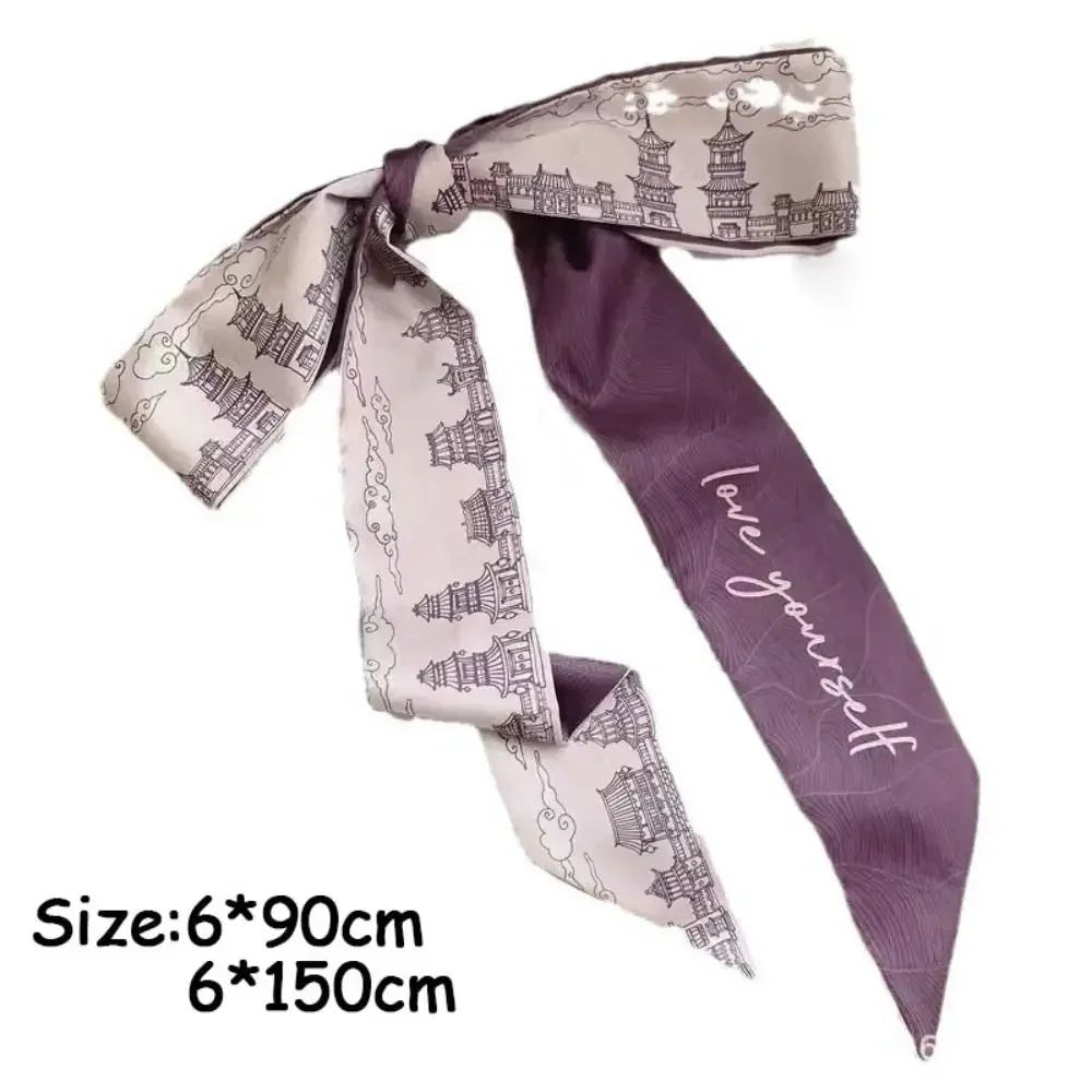Fashion Floral Headband Oil Painting Ribbon Headscarves Chinese Style Hair Ribbon Scarf