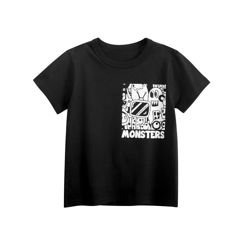 2025 Children Cartoon T-Shirts Cute Clothes for Boy 100% Cotton Bear Dinosaur Kids Girls Short Sleeve Casual Sport Top Tees