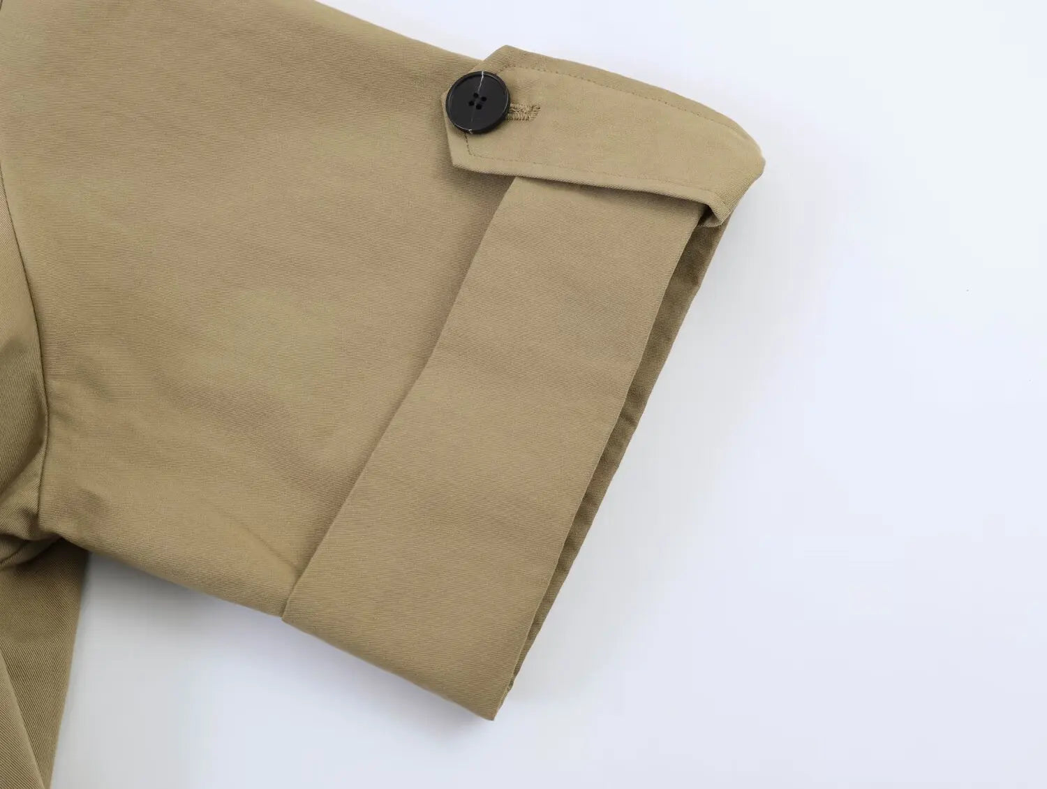 Women's Short Trench Coat New 2026 Spring Autumn Women Rolled-Up Sleeves Button Solid Color Elastic Waist Outerwear Female Tops