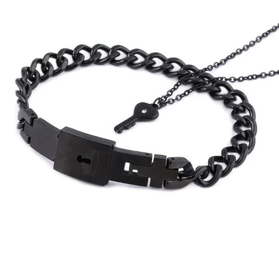 Couple Jewelry Stainless Steel Bracelet Love Lock Bracelet Can Be Opened Key Pendant Necklace Men And Women Valentine's Day Gift