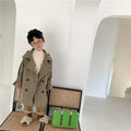 2025 Spring Children's Trench Coat Jacket Long Trench Coat Lapel
