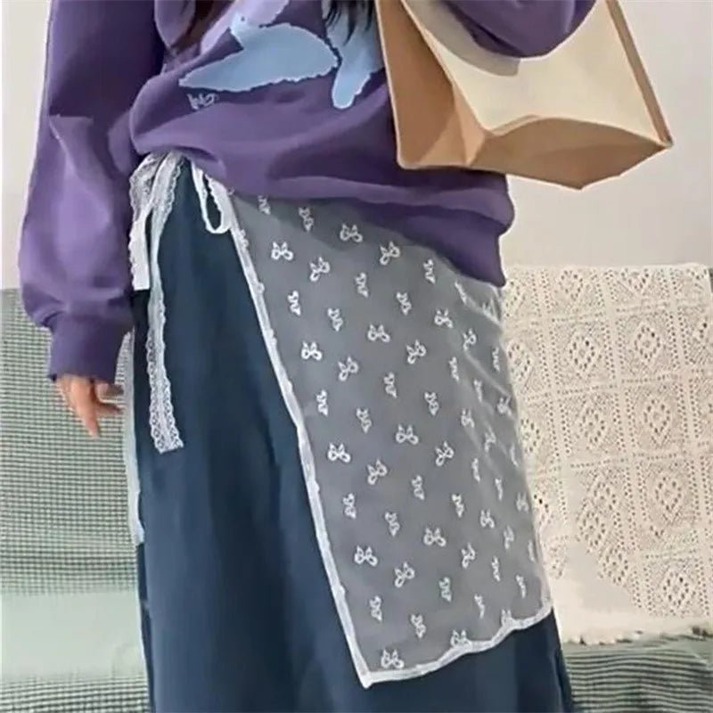 INS Blogger Lace Layered Gauze Skirt Y2k Streetwear Apron Wrap Skirt Lace Up Matching Pants Spicy Girl Stacked Y2k Wrap Skirt