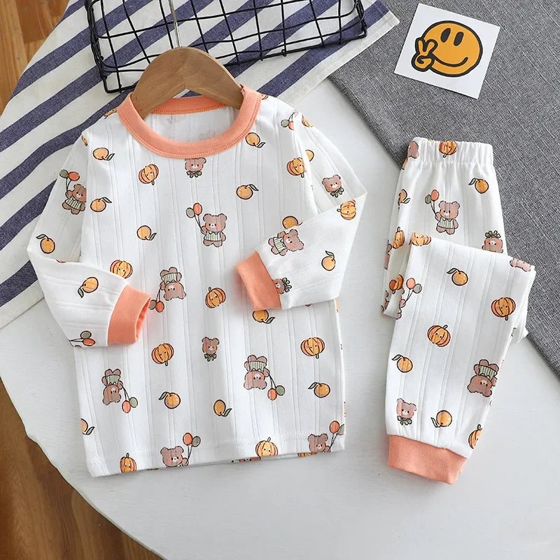 Children Home Clothing Set Christmas Patterned Cotton Pajamas Boys and Girls Long Sleeved Underwear Suit Baby Clothes