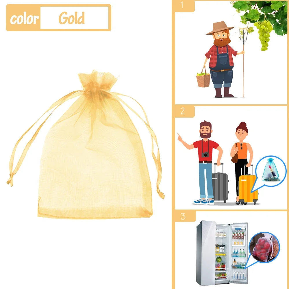 10-100pcs Plant Protection Bags Fruit Grow Bags Netting Mesh for Vegetable Strawberry Grapes Pest Control Anti-Bird Garden Tools