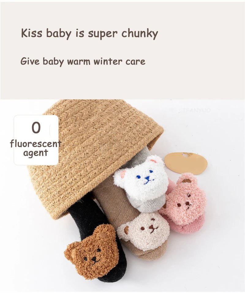 Winter Thicken Wool Newborn Baby Socks Warm Plush Loop Cotton Boy Girl Kid Toddler Socken Cartoon Animal Children Floor Stocking