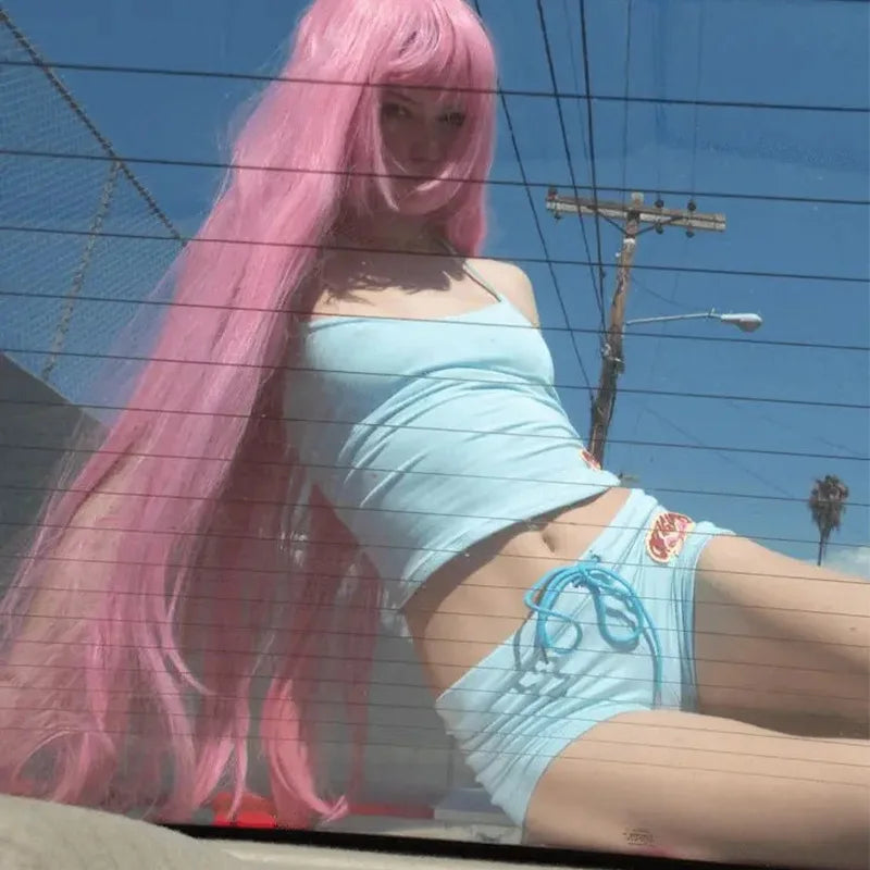 Y2k haut court lettre graphique imprimé Grunge Streetwear Harajuku Camis décontracté été Camis EmoGirl esthétique femmes Shorts pantalon Sexy
