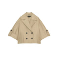 Spring Summer New Women's Simple Turn-down Collar Short Sleeve Double-breasted Short Length Windbreaker Jacket 3046229