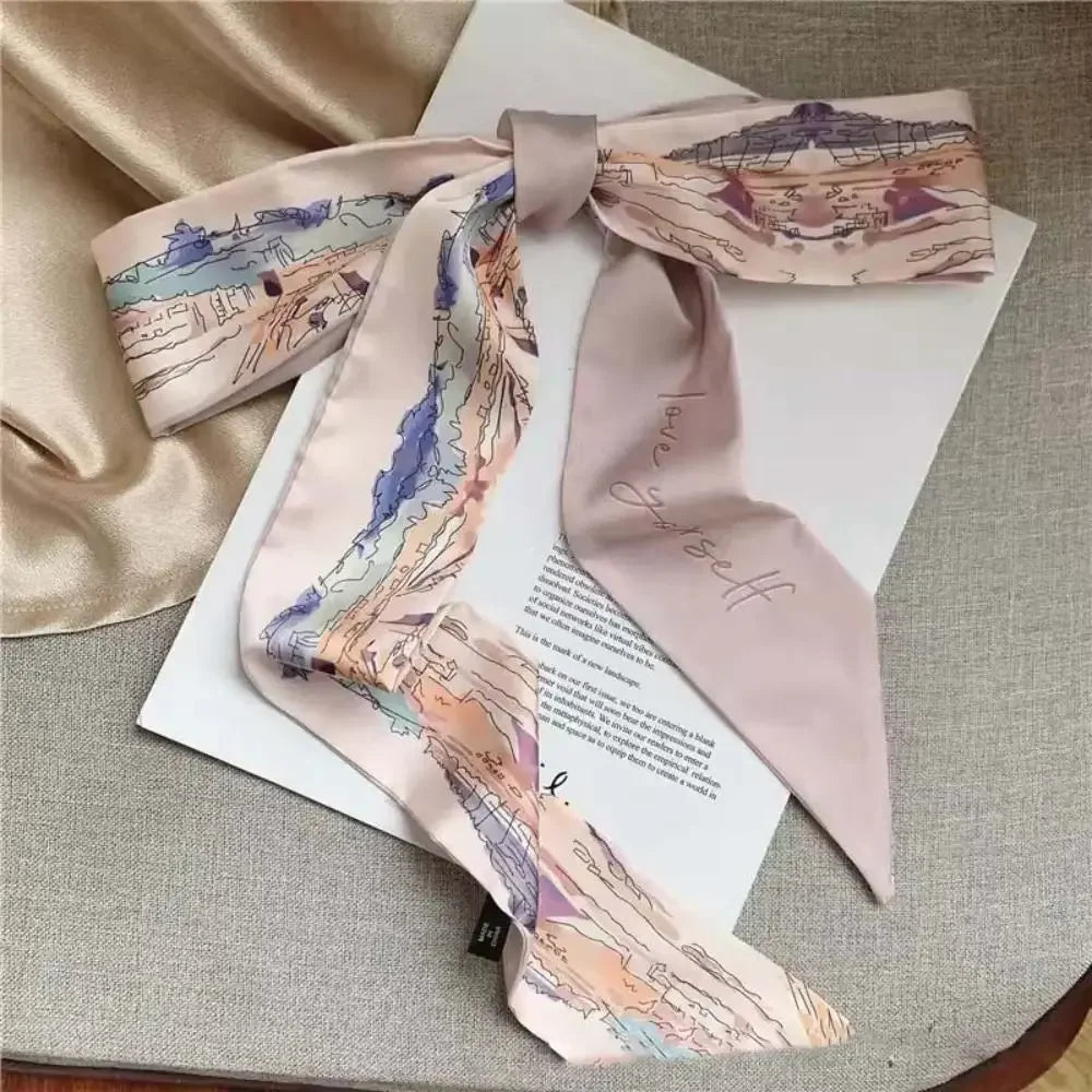 Fashion Floral Headband Oil Painting Ribbon Headscarves Chinese Style Hair Ribbon Scarf