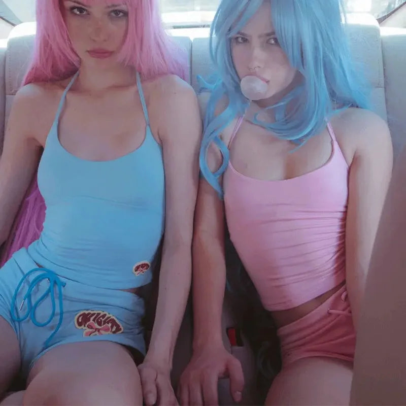 Y2k haut court lettre graphique imprimé Grunge Streetwear Harajuku Camis décontracté été Camis EmoGirl esthétique femmes Shorts pantalon Sexy