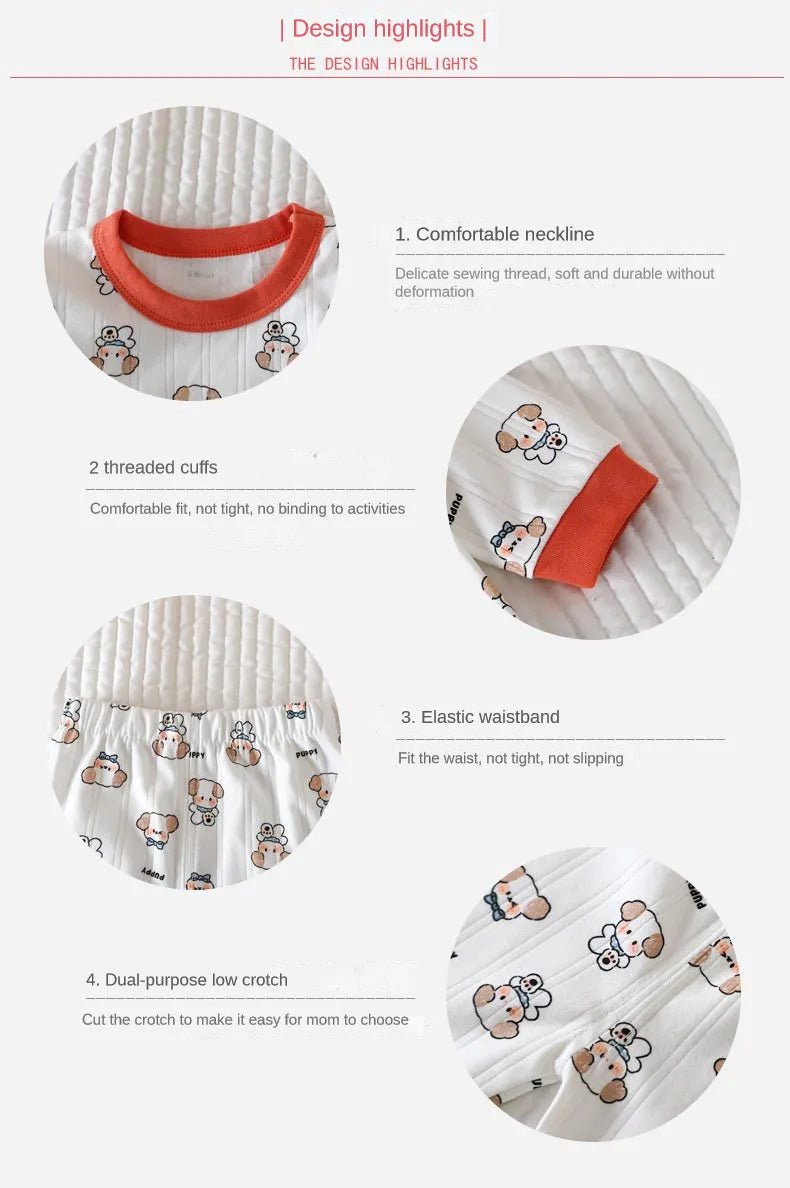 Children Home Clothing Set Christmas Patterned Cotton Pajamas Boys and Girls Long Sleeved Underwear Suit Baby Clothes