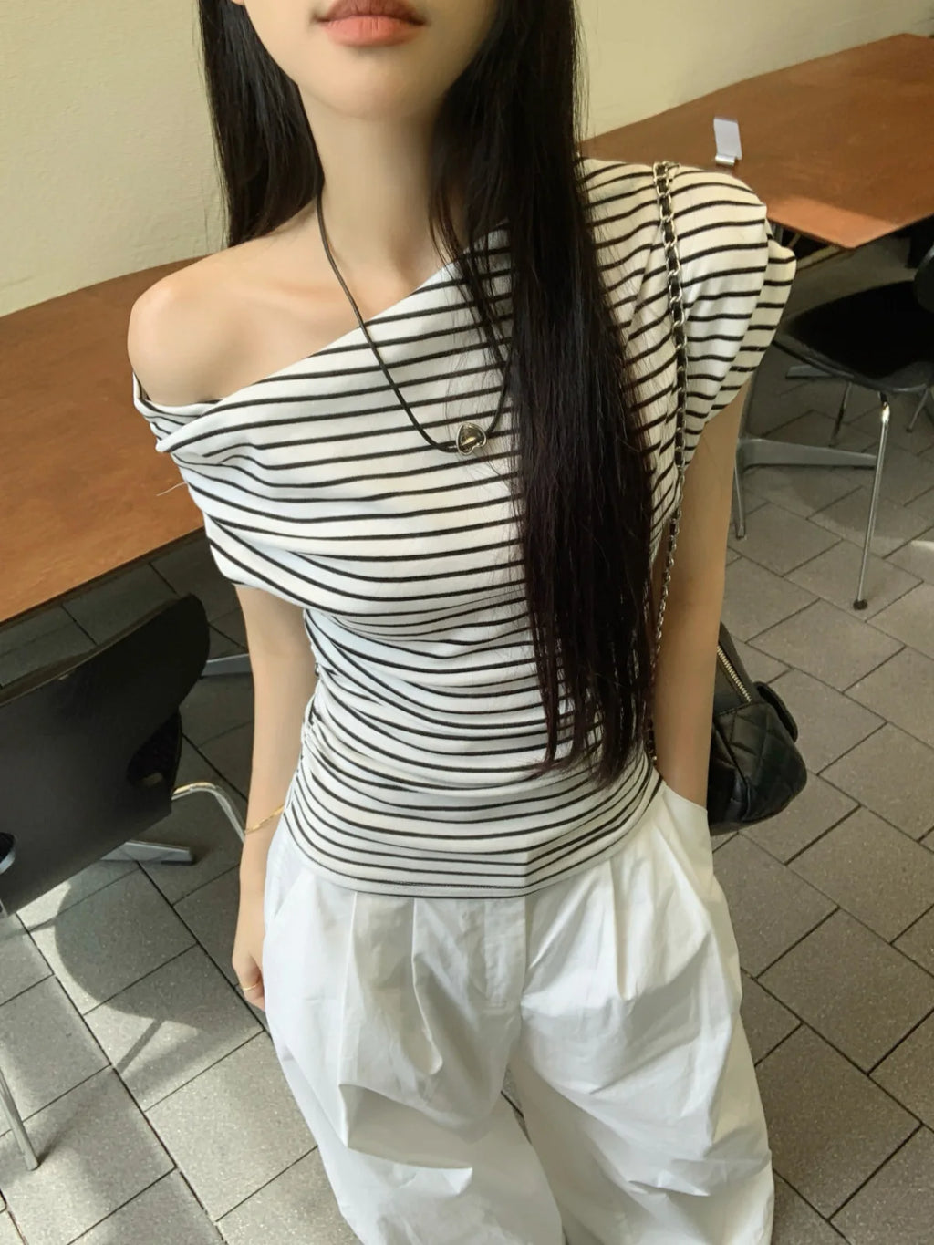 2026 Summer Striped Sexy T-shirt Women Slim Skinny Short Sleeve Y2K Korean Fashion Japanese Tee Shirt Woman Crop Tops Clothes