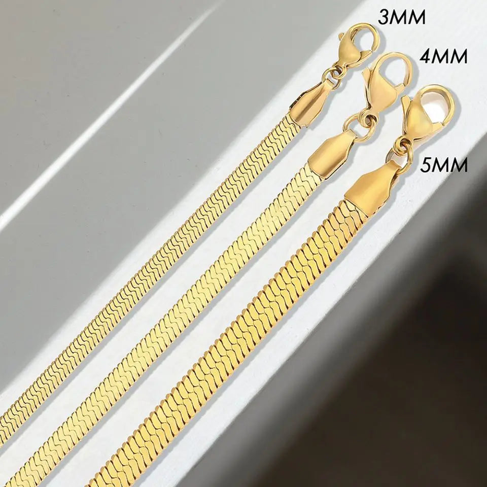 eManco Stainless Steel Flat Snake Chain Anklet 14K Gold Minimalist Ankle Bracelet Women Beach Daily Summer Jewelry Gifts