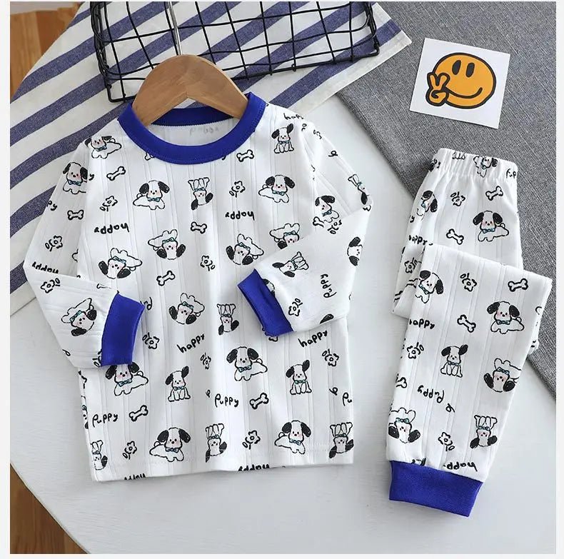 Children Home Clothing Set Christmas Patterned Cotton Pajamas Boys and Girls Long Sleeved Underwear Suit Baby Clothes