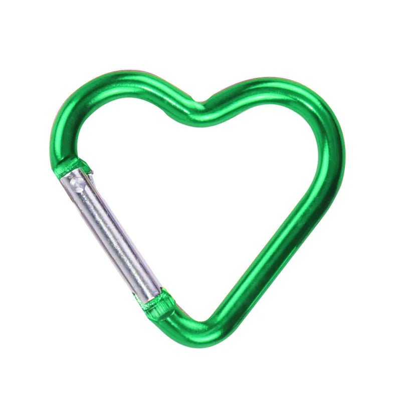 1 Pcs Heart-shaped Aluminum Carabiner Key Chain Clip Outdoor Keyring Hook Water Bottle Hanging Buckle Travel Kit Accessories