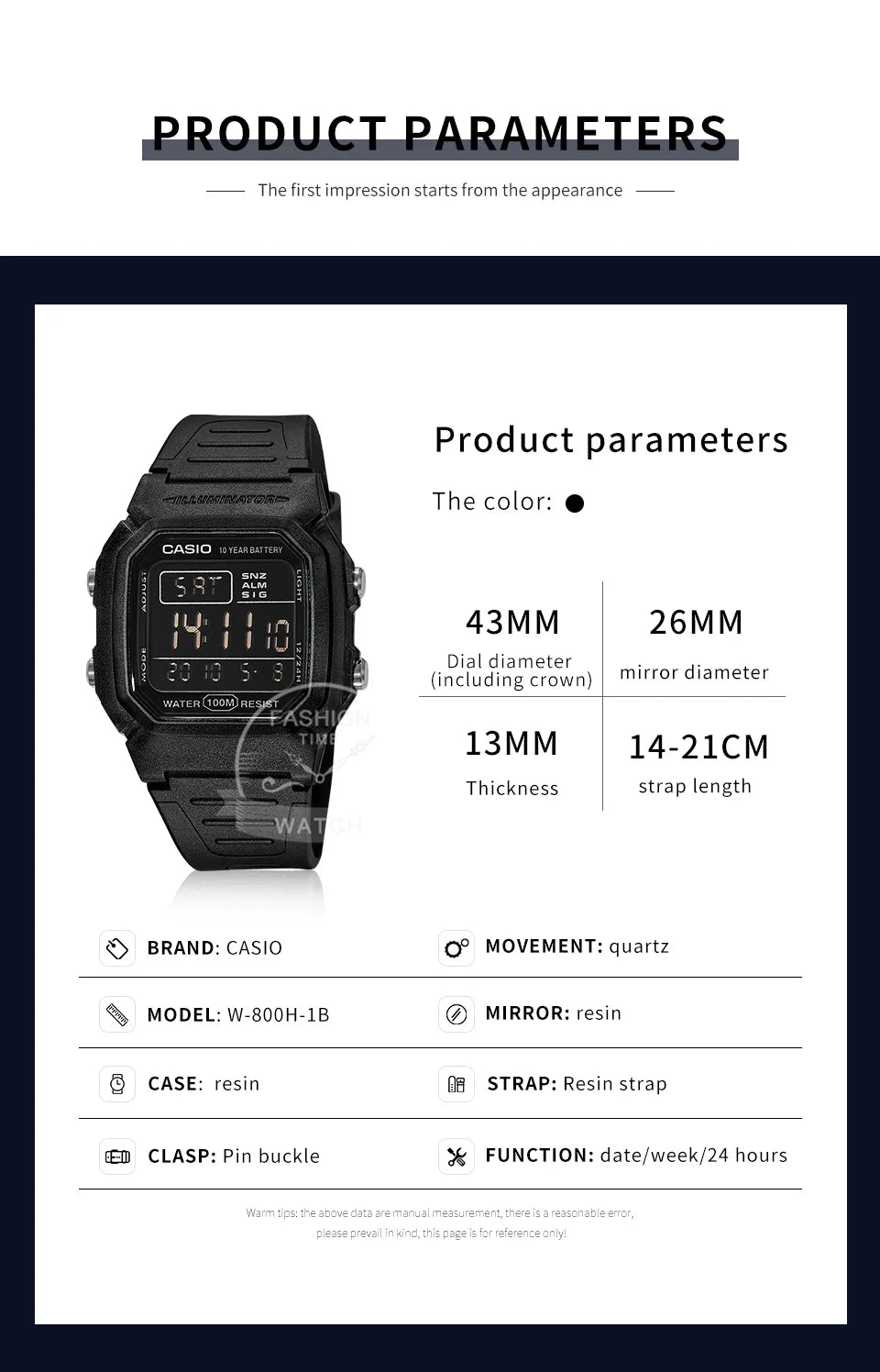 Casio G-Shock Watch Men Top Luxury Set Military 10-Year Battery Life Digital Sport Quartz Men Watch Relogio W-800H