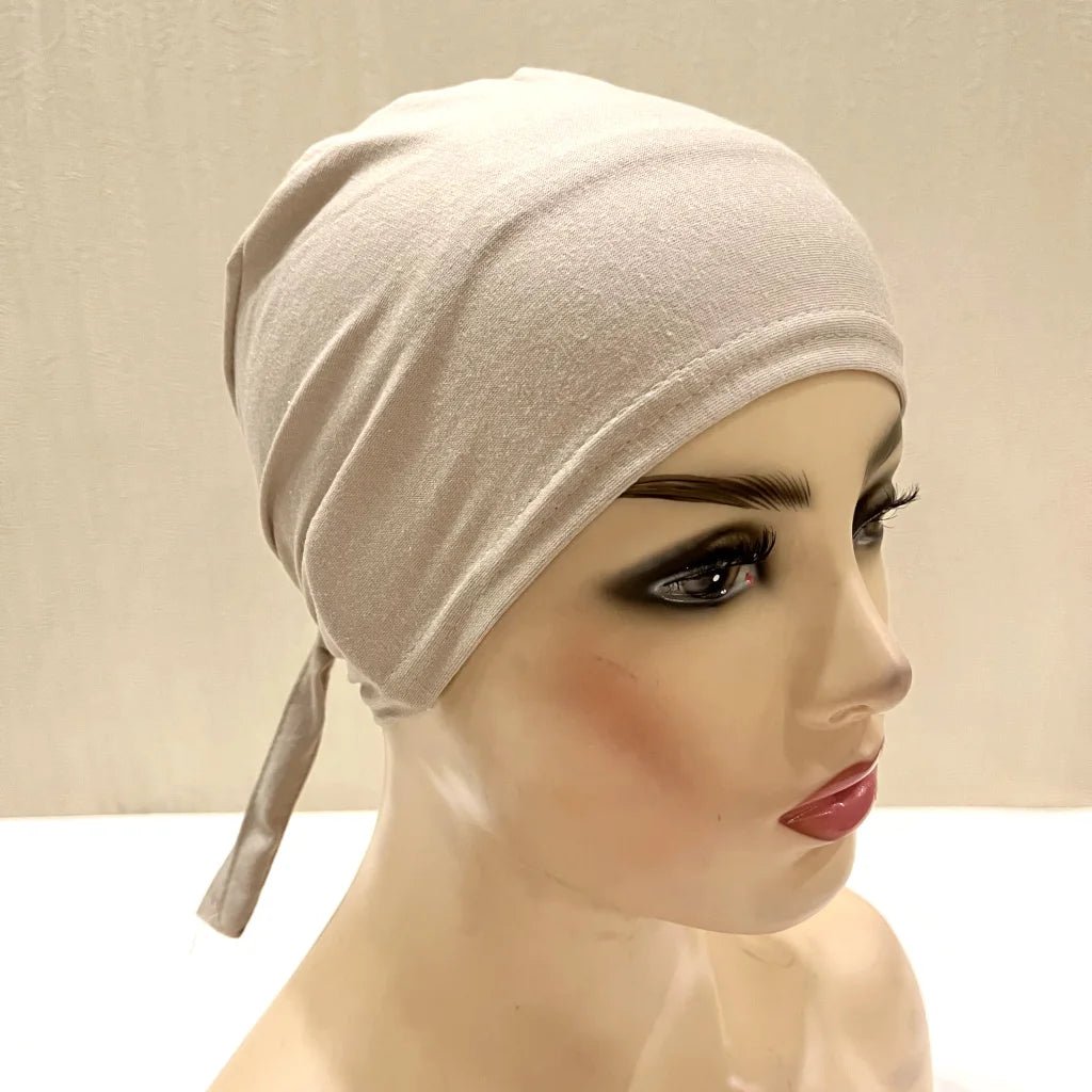 H048 Plain Cotton tie back hats Muslim Turban Pure Color Stretch Inner Hijabs underscarf Women Head Scarf Under Hijab Bonnet