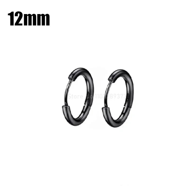 8-20mm Simple Stainless Steel Small Hoop Earrings for Women Men Minimal Gold Silver Black Color Huggie Hoops Jewelry Accessories