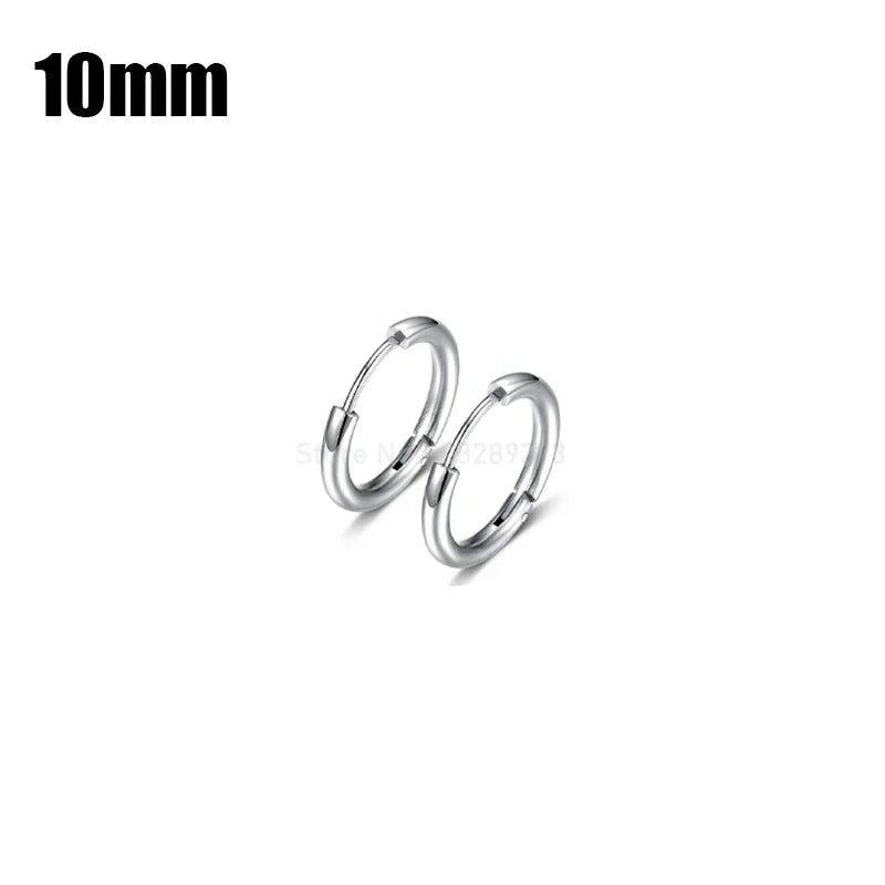 8-20mm Simple Stainless Steel Small Hoop Earrings for Women Men Minimal Gold Silver Black Color Huggie Hoops Jewelry Accessories
