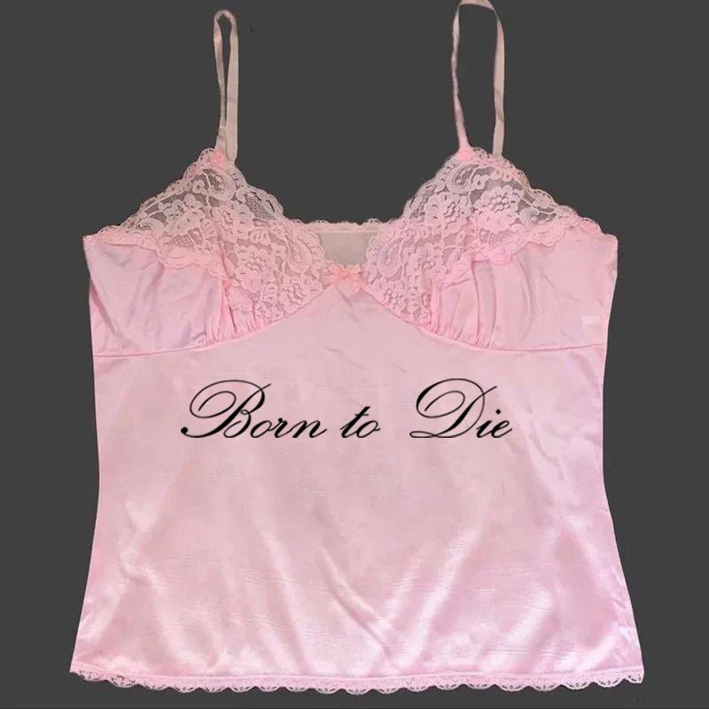 Women's Sleeveless Camisole Y2K Sexy Lace Streetwear Hip Hop Punk Rock vintage Emo Girls Chic Letter Print Gothic Slim baby Tops
