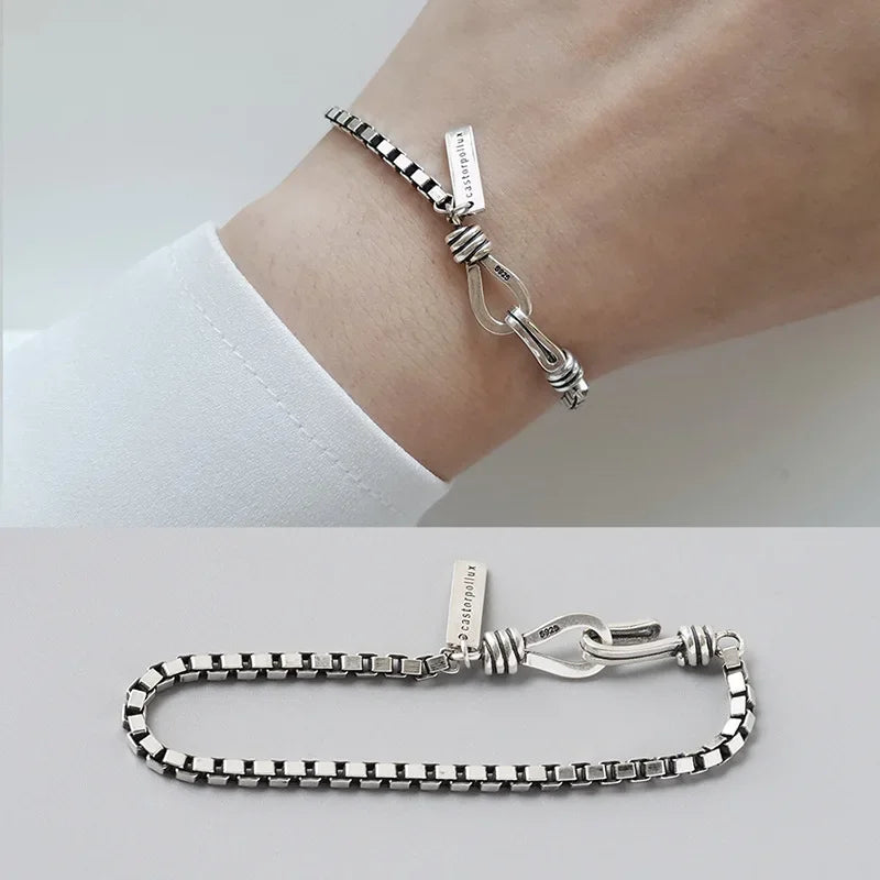 Women's Geometric 925 Sterling Silver Bracelet – Elegant Charm, Birthday & Party Gift