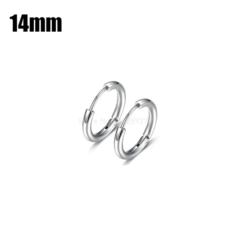 8-20mm Simple Stainless Steel Small Hoop Earrings for Women Men Minimal Gold Silver Black Color Huggie Hoops Jewelry Accessories