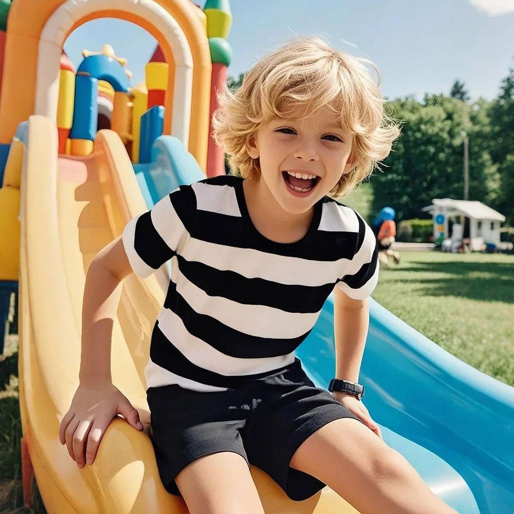 Kids Striped Tshirt Toddler T-shirt Boys Girls Cotton Short Sleeve Tops Children Summer Casual Tee Halloween Carnival Daily Wear