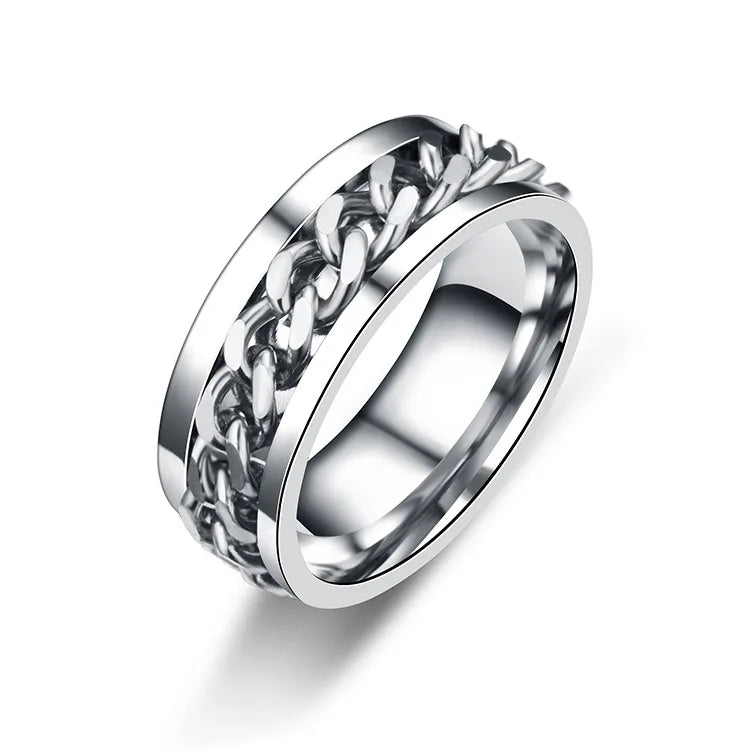 Titanium Steel Rotatable Chain Rings for Women and Men - Spinner Ring, Decompression Multifunctional Chain Ring, Bottle Opener Ring, Gift