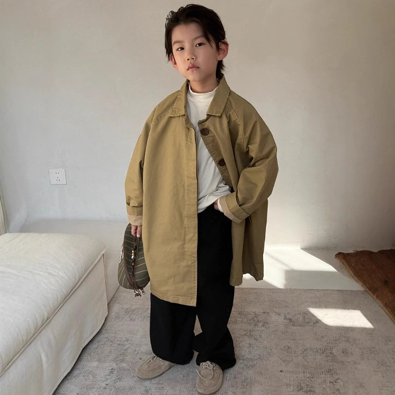 2025 Autumn High-end Children's New Stylish Medium to Long Versatile Windbreaker Jacket