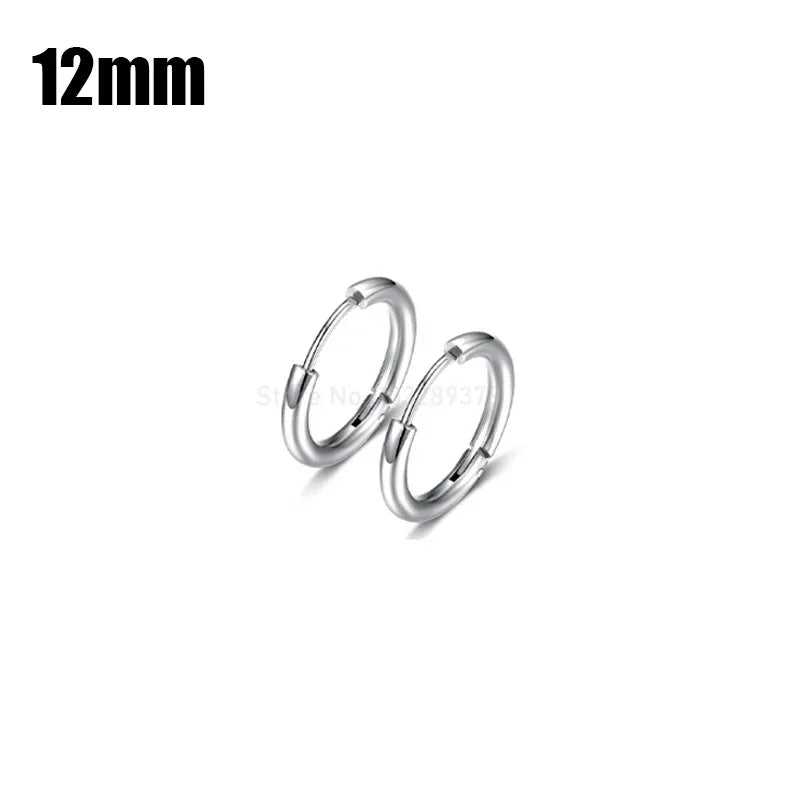 8-20mm Simple Stainless Steel Small Hoop Earrings for Women Men Minimal Gold Silver Black Color Huggie Hoops Jewelry Accessories