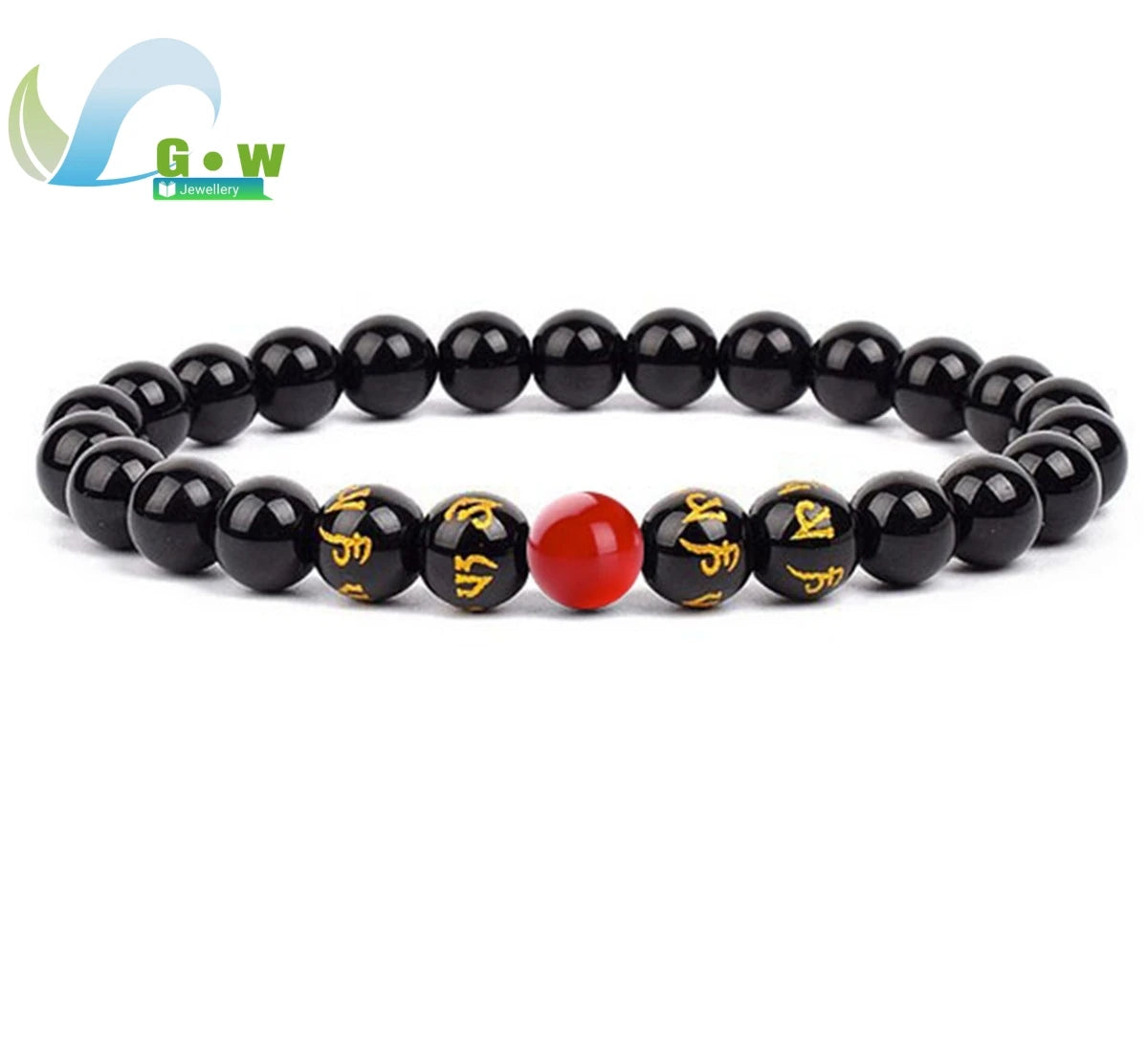 Lucky Natural Black Jade Carved Six-Character Motto Obsidian Transfer Bracelet For Men Women Gift Couple Bracelet Jewelry Gift