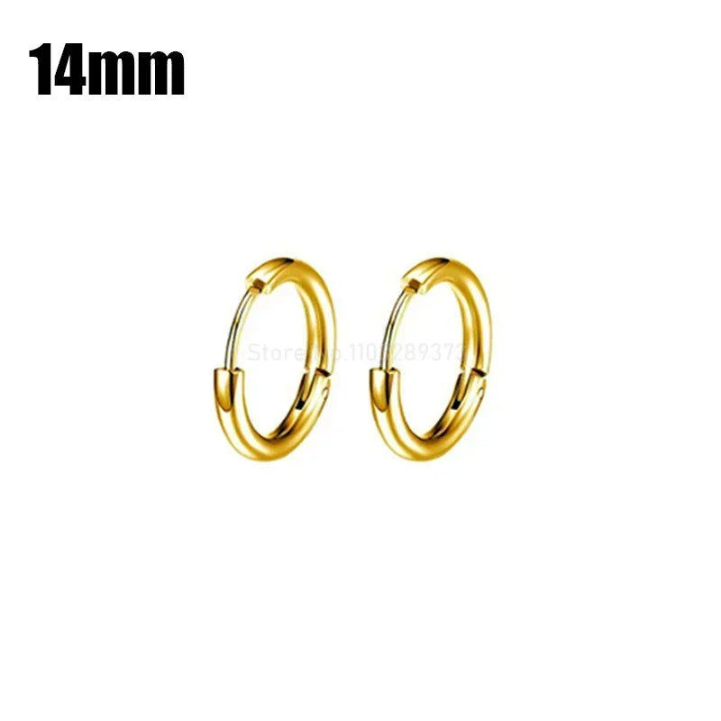 8-20mm Simple Stainless Steel Small Hoop Earrings for Women Men Minimal Gold Silver Black Color Huggie Hoops Jewelry Accessories