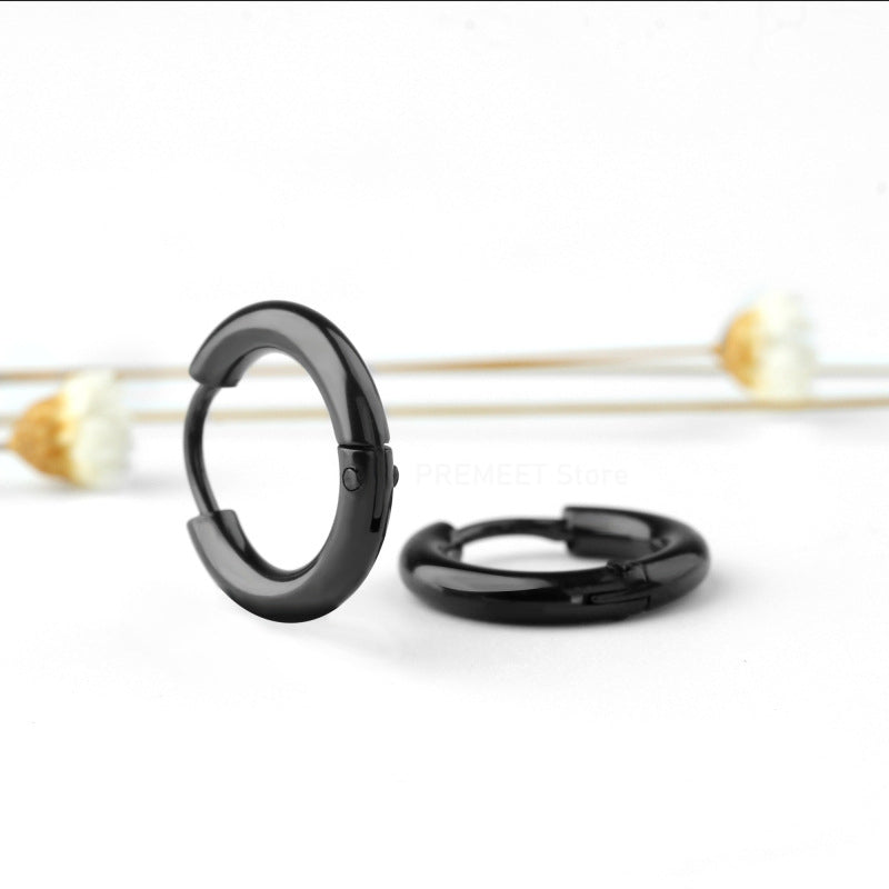 8-20mm Simple Stainless Steel Small Hoop Earrings for Women Men Minimal Gold Silver Black Color Huggie Hoops Jewelry Accessories