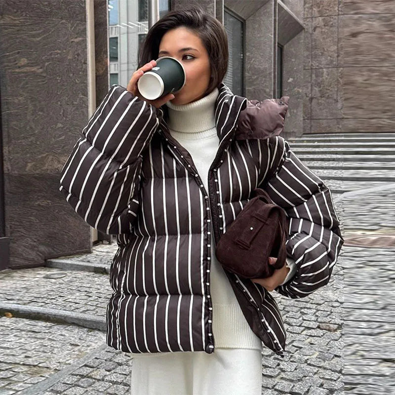 Street Drawstring Detachable Hooded Cotton Coats Women Stand Collar Full Sleeve Lace Up Slim Waist Coat 2025 Winter Warm Outwear