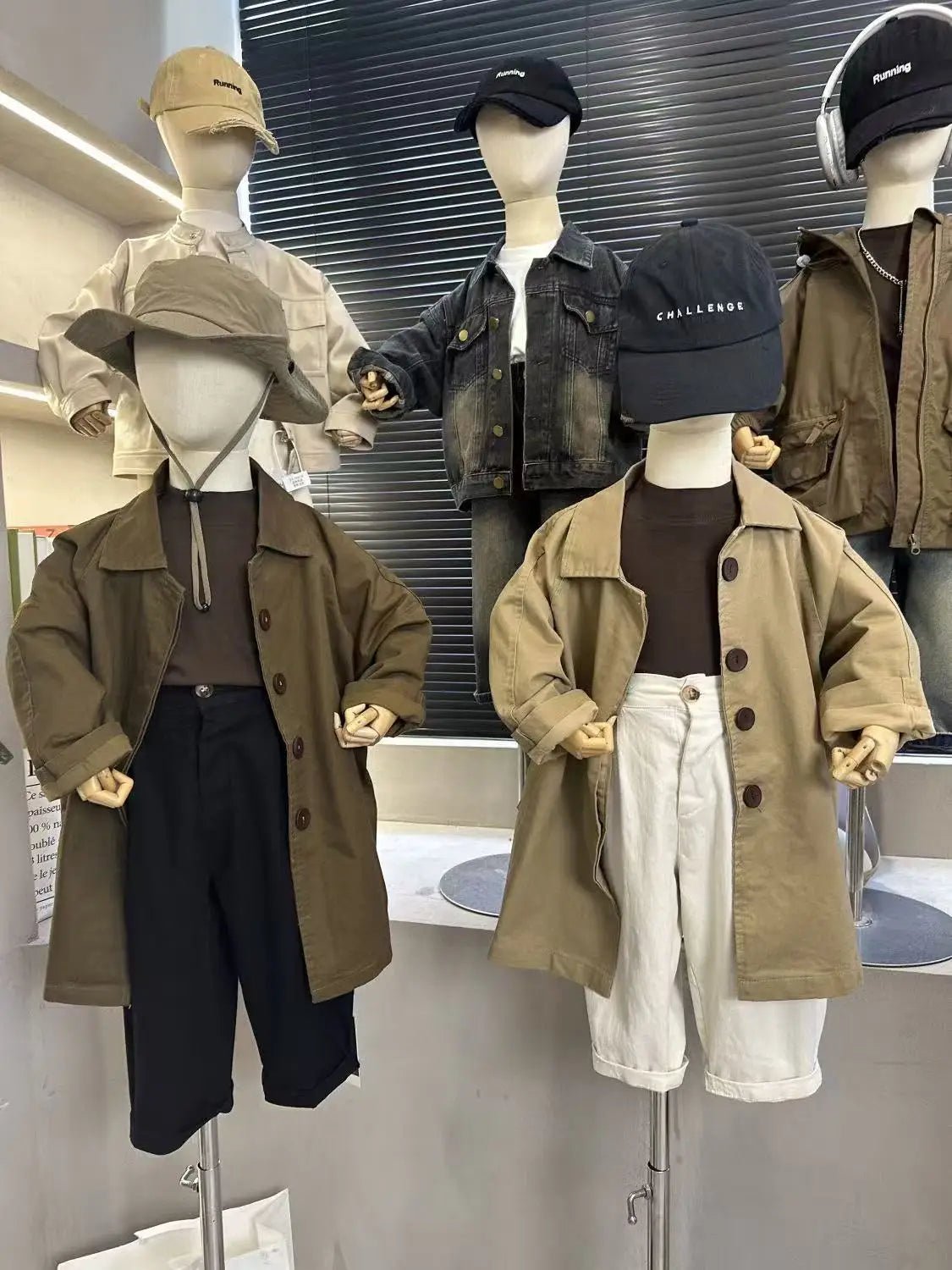 Spring Fall New Boys Girls Solid Color Casual Trench Coat Children Fashion Mid-Length Windbreaker Kids Single Breasted Clothes