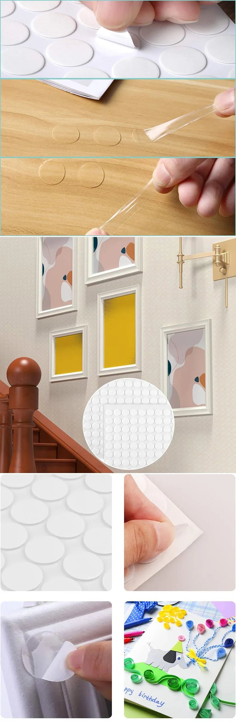 60-100 Dots Double Sided Adhesive Poster Clear Glue Point Tape Round No Traces Strong Adhesive Sticker Waterproof For Craft DIY