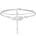Dreamtimes  Anklets Women's Foot Chain  Feather Stainless Steel Double Foot Chain Beach Style Boho Anklet Jewellery Accessories
