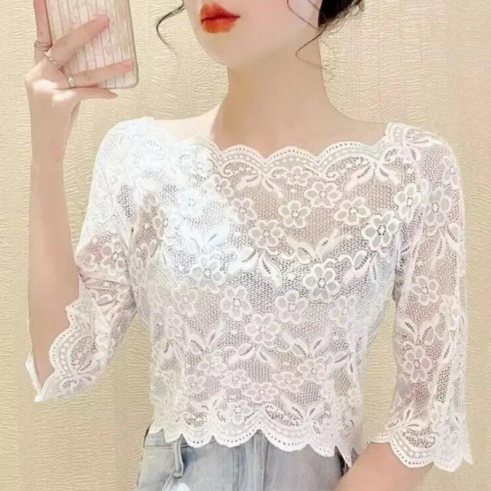 Women Detachable Fake Collar Half Shirt Blouse Sweet Crochet Floral Lace Collars Wedding Dress Neck Cover Summer Elegant