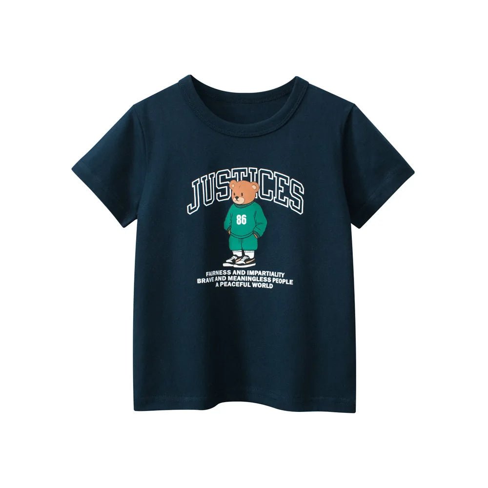 2025 Children Cartoon T-Shirts Cute Clothes for Boy 100% Cotton Bear Dinosaur Kids Girls Short Sleeve Casual Sport Top Tees
